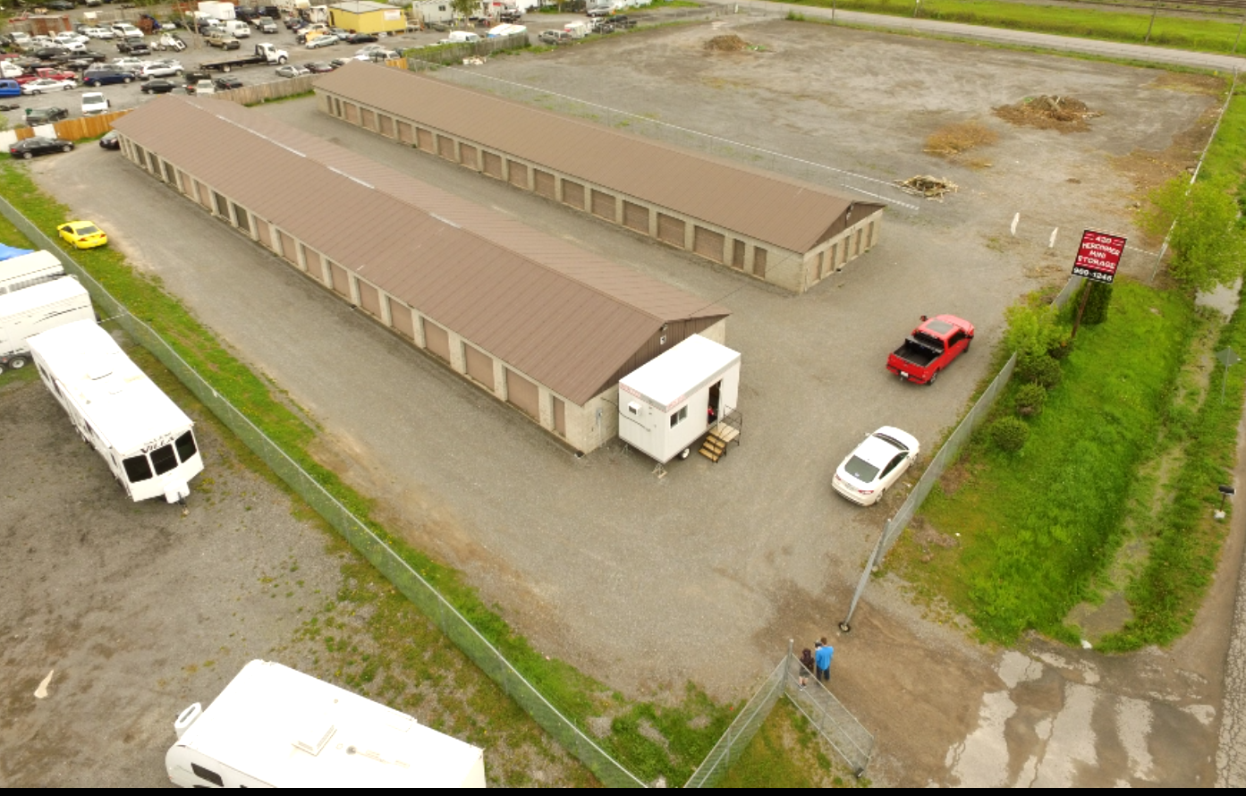 Overhead view of Storehouse Canada showing outdoor RV and vehicle storage area